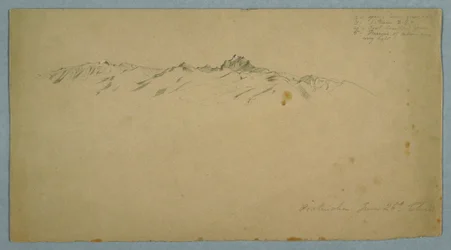Tegning, Pichincha-bjerget fra Chillo, Ecuador, 26. juni 1857