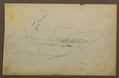 Tegning, bjerglandskab, Colombia eller Ecuador, 1853