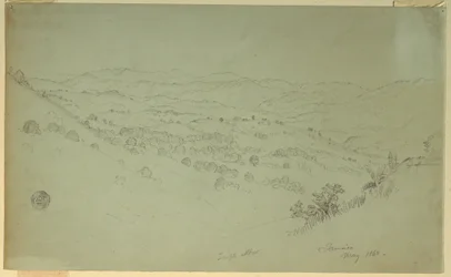 Tegning, bjerglandskab, Jamaica, 1865