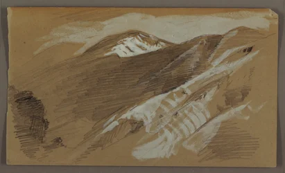 Tegning, bjerglandskab, Jamaica, Vestindien, august 1868