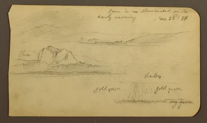Tegning, bjerglandskaber; bagside: bjergflanke, Tocatecas, 22. december 1884