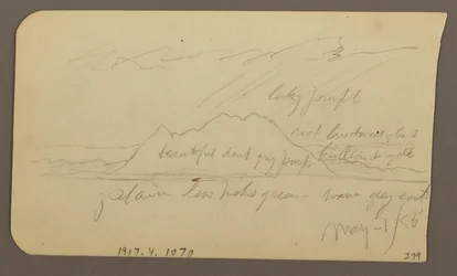Tegning, Mountain Peak; bagside: Rugged Range, 1. maj 1885
