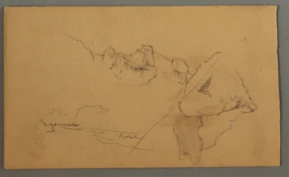 Tegning, Bjergtoppe, 1868