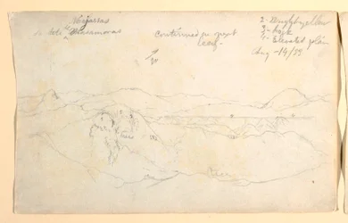 Tegning, bjerglandskab, Colombia, 14. august 1853