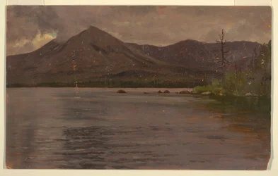 Tegning, Mt. Katahdin, fra Lake Katahdin, 1877