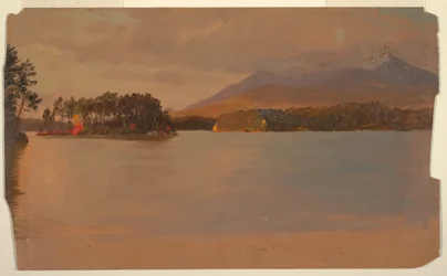 Tegning, Katahdin-bjerget fra Togue Pond, 1878
