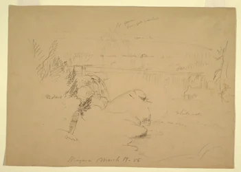 Tegning, Niagara Falls, udsigt fra Goat Island, 19. marts 1856