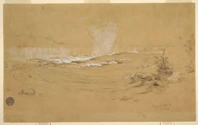 Tegning, Niagara: De canadiske vandfald og Goat Island, oktober 1856