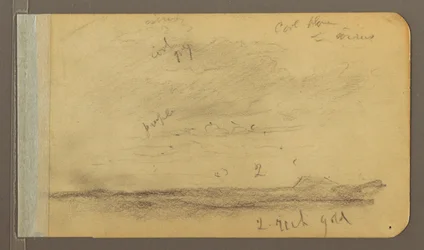 Tegning, Orizaba; Bagside: Skyet himmel, hustag, 1889