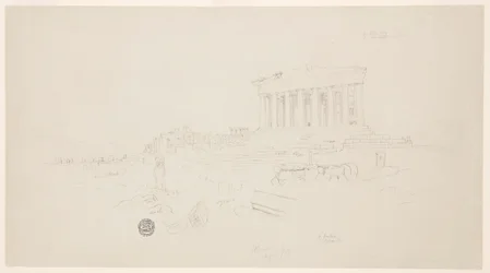 Tegning, Parthenon og Erectheion, Athen, april 1869