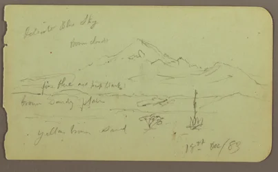 Tegning, Popocatapel; bagside: Frise på Texcoco Hotel, 18. december 1883