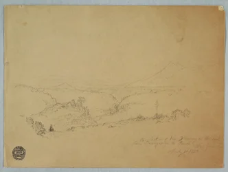 Tegning, Erindring om landskabet på vejen fra Fusugasuga til Pandi, New Granda, Colombia, 11. juli 1853