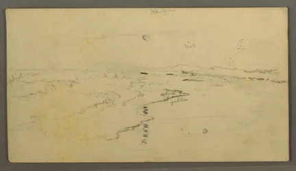 Tegning, flod, reflekteret måne, 14. juni 1870