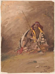 Tegning, siddende beduin, sandsynligvis februar 1868