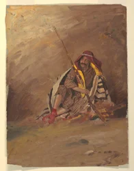 Tegning, siddende beduin, sandsynligvis februar 1868