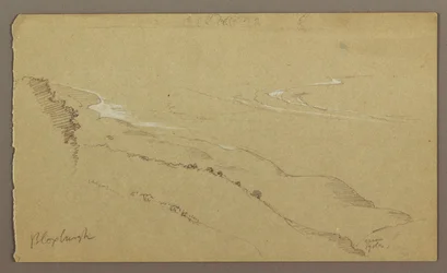 Tegning, Strand og hav, "Bloxburgh", august 1865