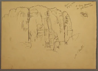 Tegning, Skitser fra Petra, Jordan, februar 1868