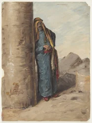 Tegning, stående beduin, 1868