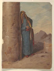 Tegning, stående beduin, 1868