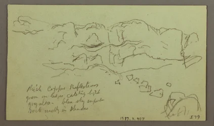 Tegning, studie af en side af en dal, 4. maj 1868