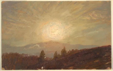 Tegning, Solnedgang, 1855-65
