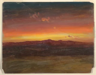 Tegning, solnedgang, 1860-70