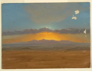 Tegning, solnedgang, 1865-66