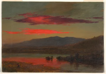 Tegning, solnedgang, Hudson, New York, 25. december 1873