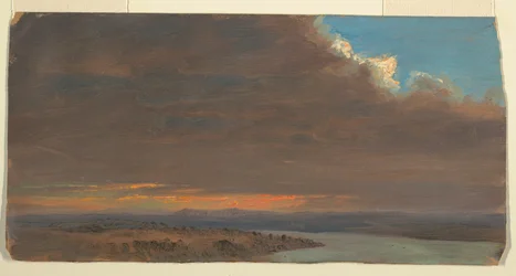 Tegning, solnedgang, Hudson Valley, New York, 1870-80