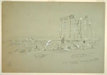 Tegning, tempel med Semua [nuværende as-Samu] i det fjerne, 17. februar 1868