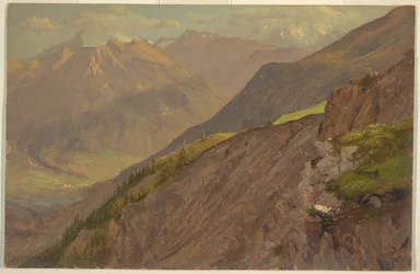 Tegning, Goell og Watzmann, nær Berchtesgeden, 1868