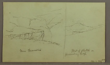 Tegning, Grav på en bakke, tre minareter, 1. maj 1868