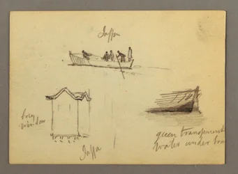 Tegning, Tolv figurskitser, Joffa, Palæstina, 1868