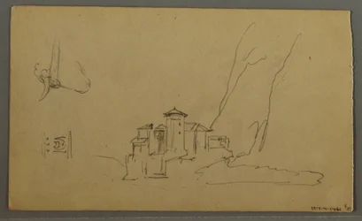 Tegning, Dal, Kirke, St. Gilgen Østrig, muligvis 1868