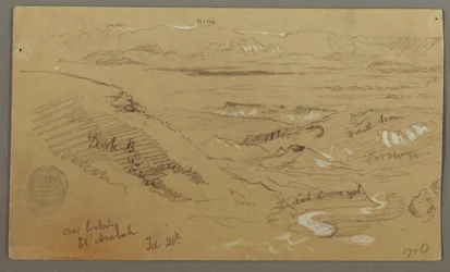Tegning, Udsigt over Wady el-Arabah, 20. februar, muligvis 1868