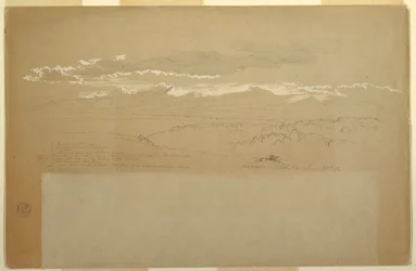 Tegning, Udsigt over bjergkæde, Ecuador, 27. juni 1857