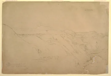 Tegning, Vulkanen Puresé og Rio de Vinagre, Purese, Colombia, august 1853