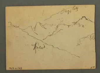 Tegning, Vandfald mellem Veney og Sion, Rhônedalen, Schweiz, august 1868