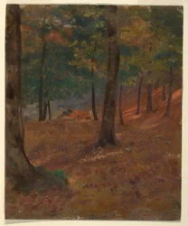 Tegning, skovbillede, 1870-80