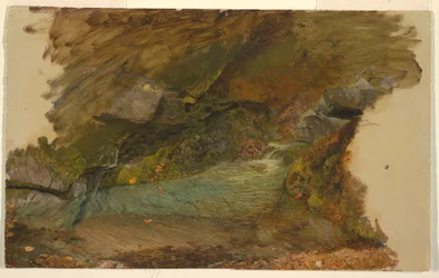 Tegning, skovbæk, 1850-60