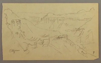 El Yemen Valley, Arabien: Udsigt over Winding Valley med en campingvogn