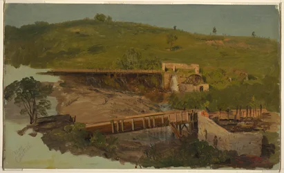 Bakke med viadukter og ruinerede møller, nær Catskill, New York