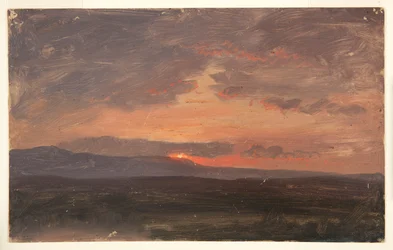 Hudson Valley, New York med solnedgang bag Catskill-bjergene