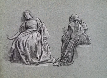 Tessa at Home (for George Eliots Romola), 1863 (sort-hvidt kridt på papir)
