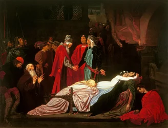 Forsoningen af Montagues og Capulets over de døde kroppe af Romeo og Julie