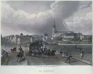 Byen St. Denis, graveret af Frederic Martens (1809-75) 1832 (farvestik)