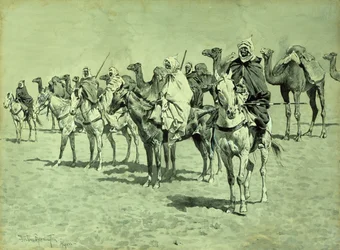Campingvogn i Sahara (pensel, pen og blæk)