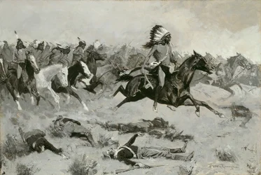 Rushing Red Lodges passerede gennem linjen, ca. 1900.