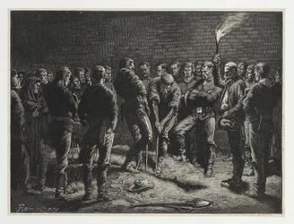 Apache-kampagnen - begravelse af Hatfields-mænd, fra Harpers Weekly, pub. 1886