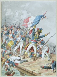 Bonaparte krydser broen d Arcole i november 1796